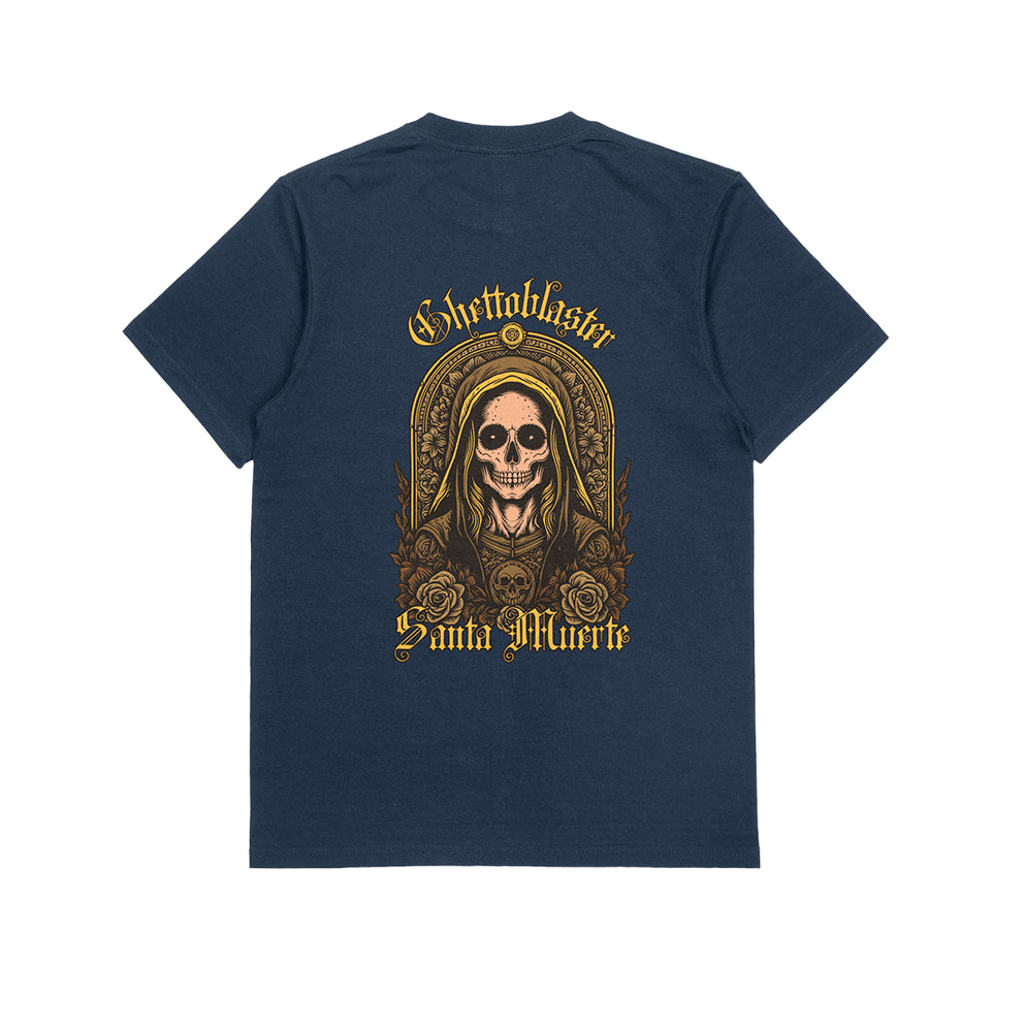 Santa Muerte Tee Navy - ghettoblasterwear