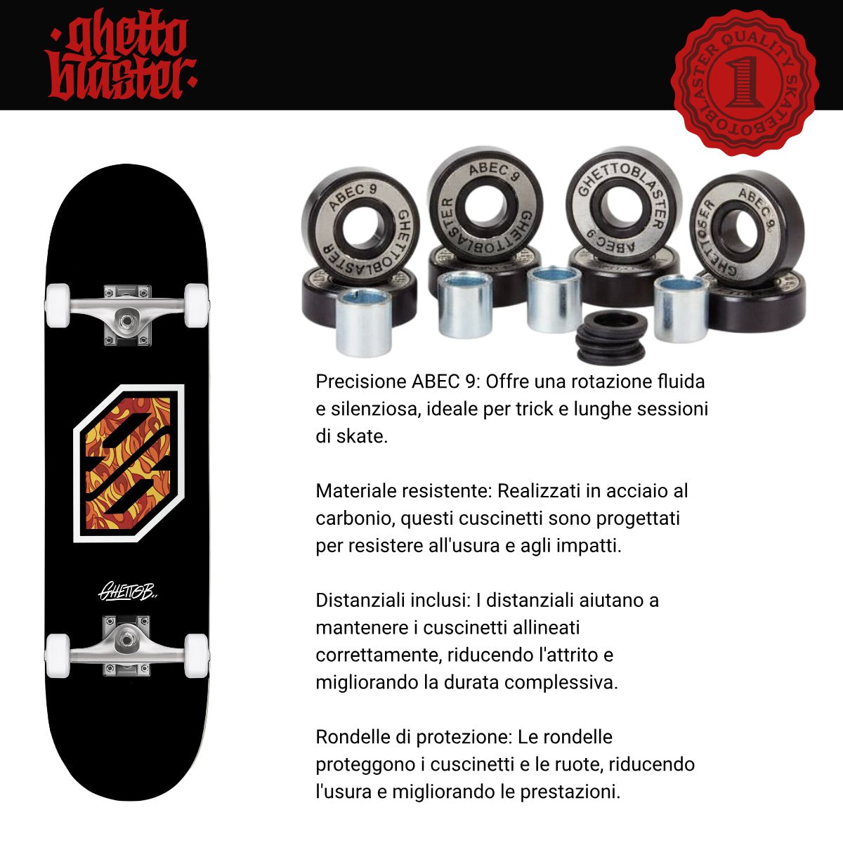 Skate per iniziare Flame White 8.25" - ghettoblasterwear