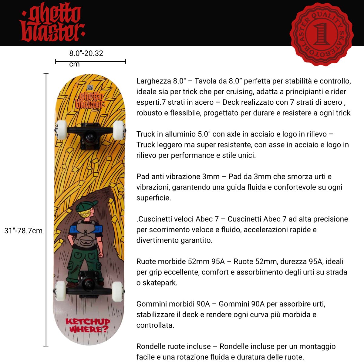 Skateboard completo per iniziare Forest Fries 8.0" - ghettoblasterwear