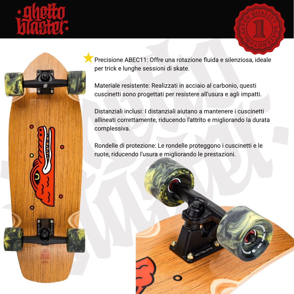 Surfskate Crocodile 30"x 9,75" - ghettoblasterwear