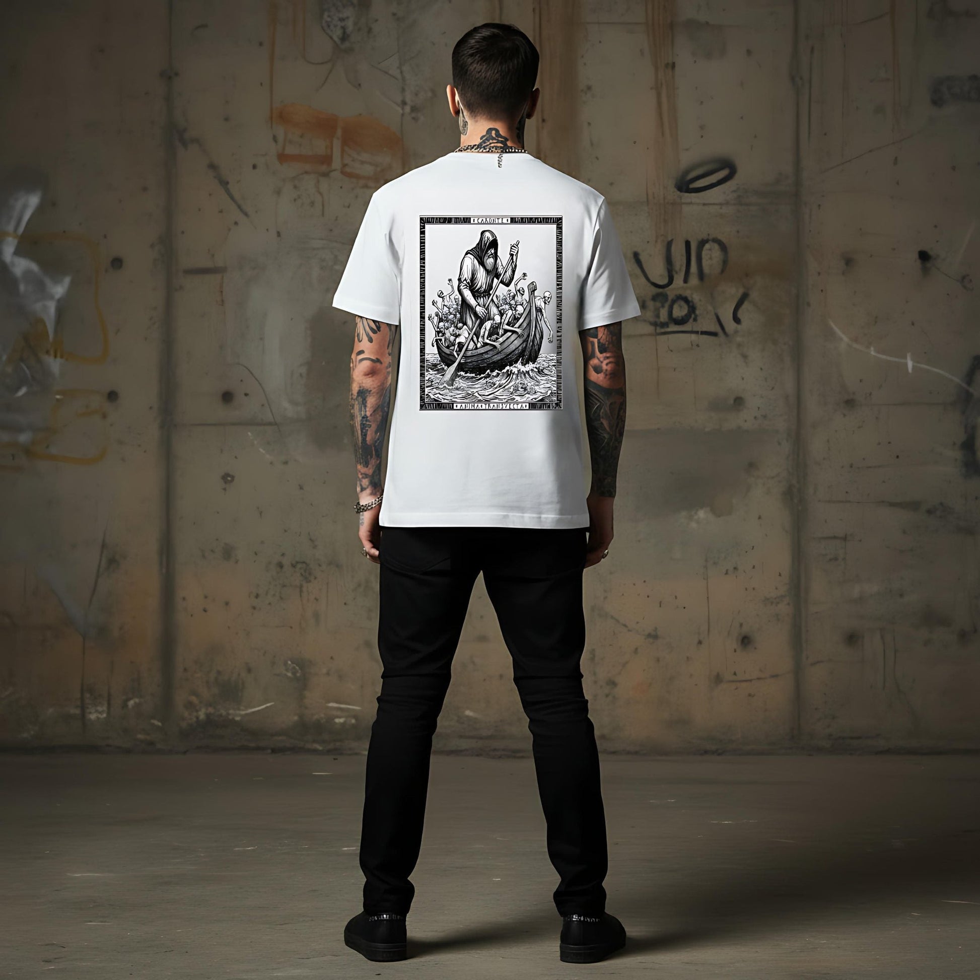 T-Shirt Dante series Caronte - White - Streetwear - ghettoblasterwear