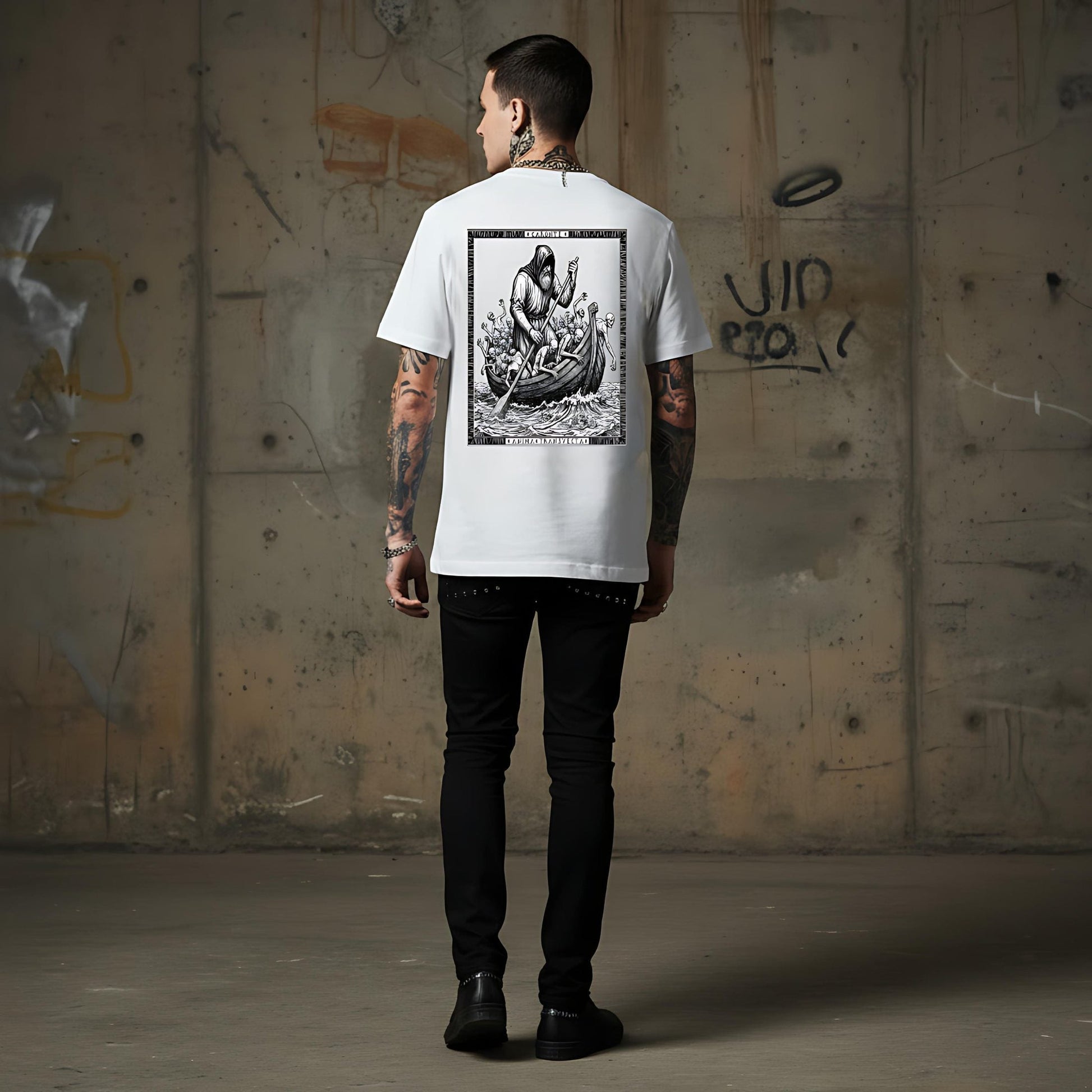 T-Shirt Dante series Caronte - White - Streetwear - ghettoblasterwear