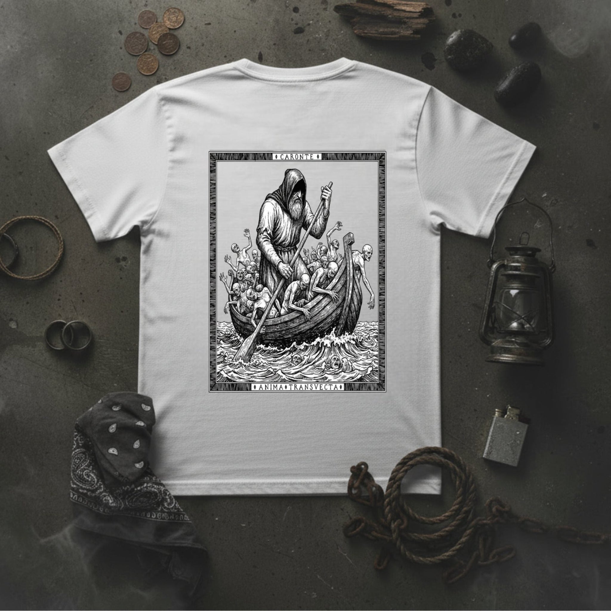 T-Shirt Dante series Caronte - White - Streetwear - ghettoblasterwear