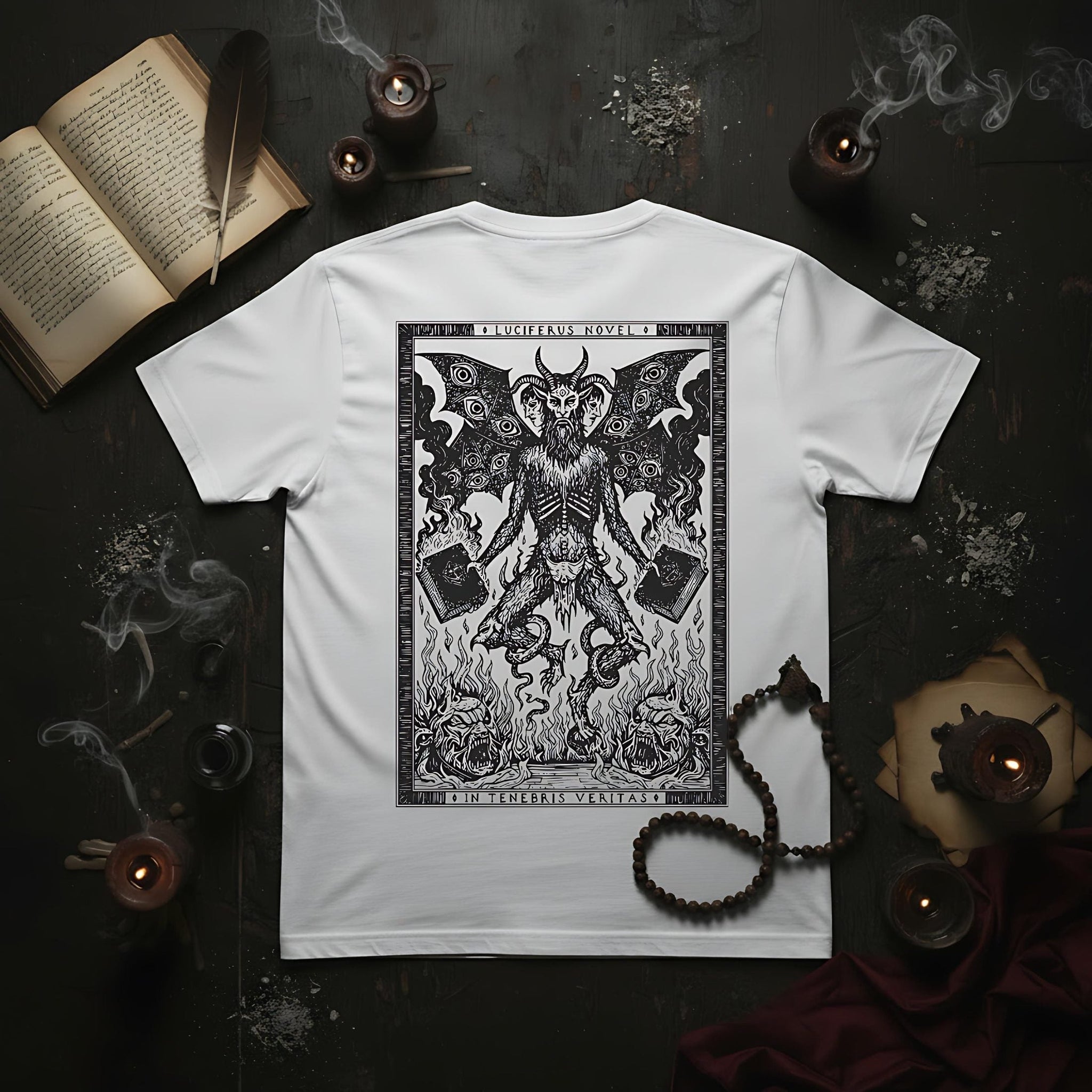 T-Shirt Dante series Tenebris Veritas - White - Streetwear - ghettoblasterwear