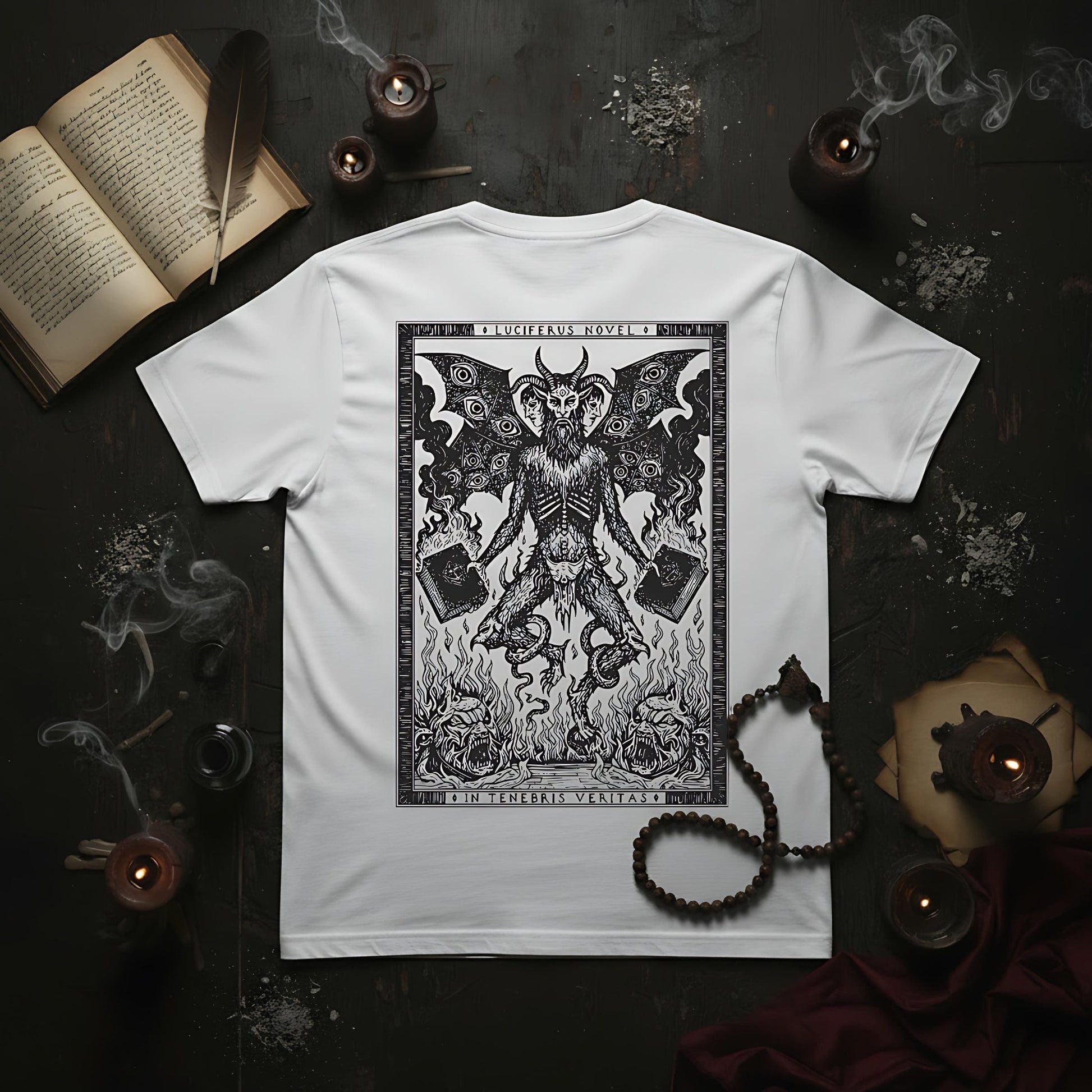T-Shirt Dante series Tenebris Veritas - White - Streetwear - ghettoblasterwear