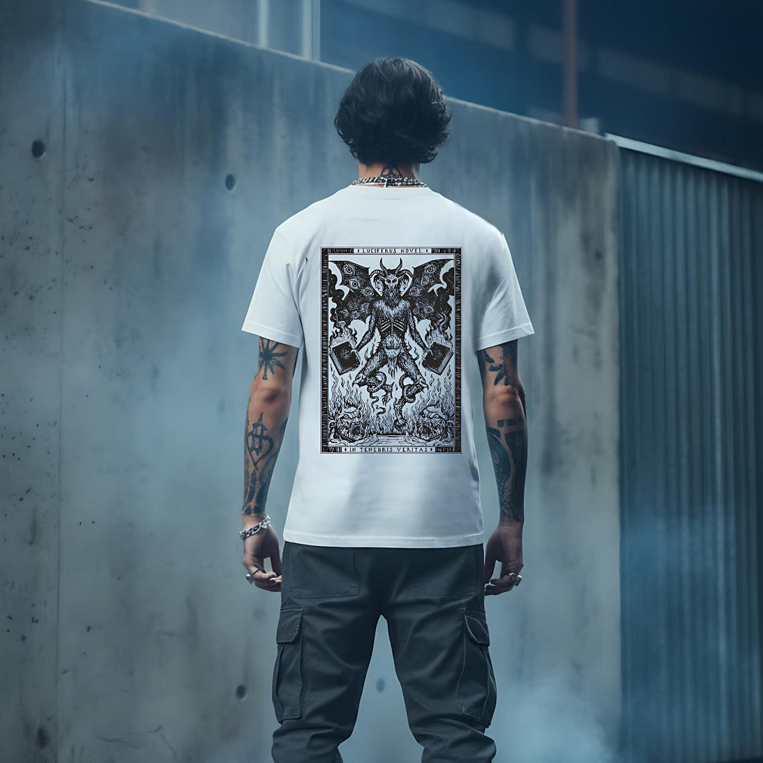 T-Shirt Dante series Tenebris Veritas - White - Streetwear - ghettoblasterwear