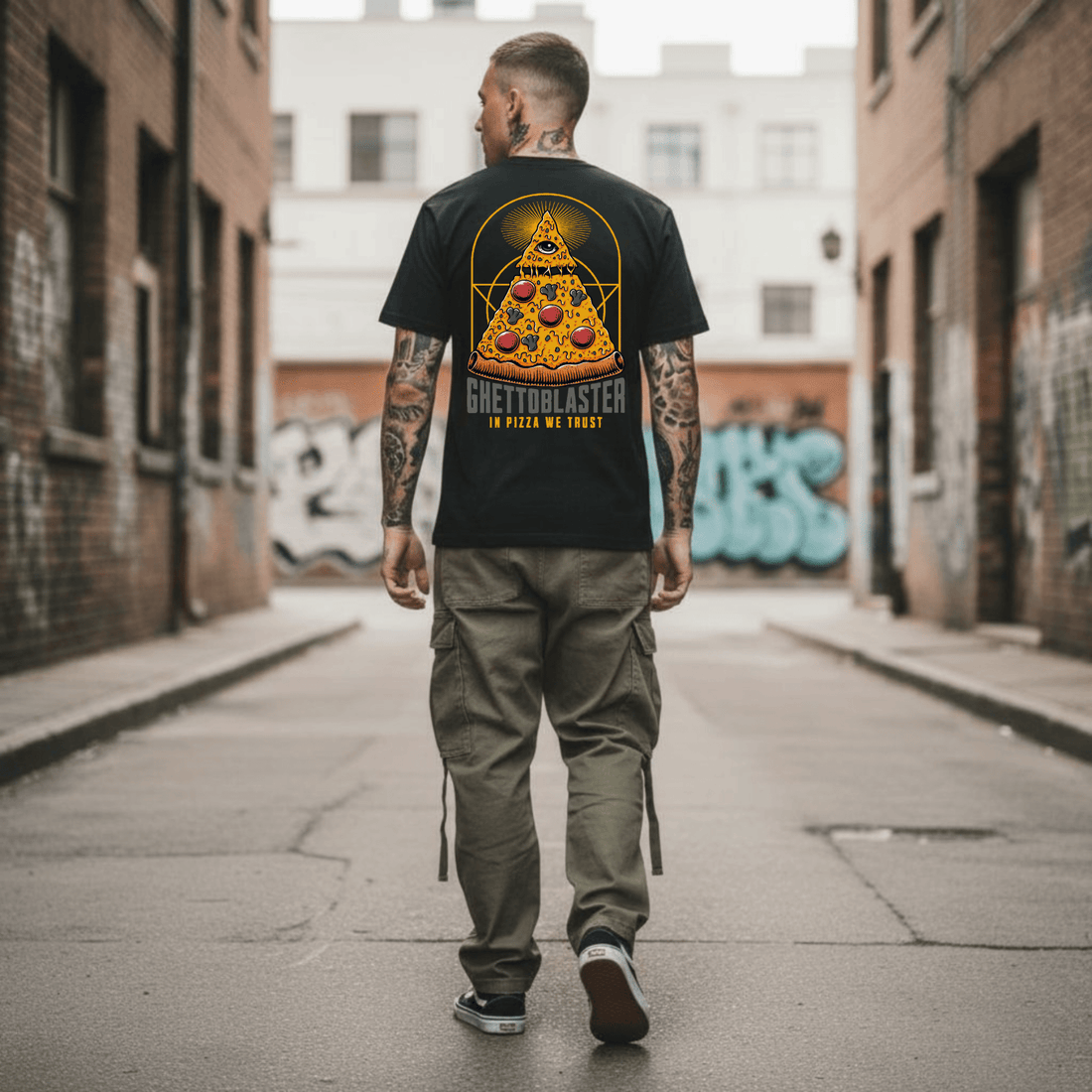 T-Shirt Nera Pizza Trust – Stile Streetwear - ghettoblasterwear