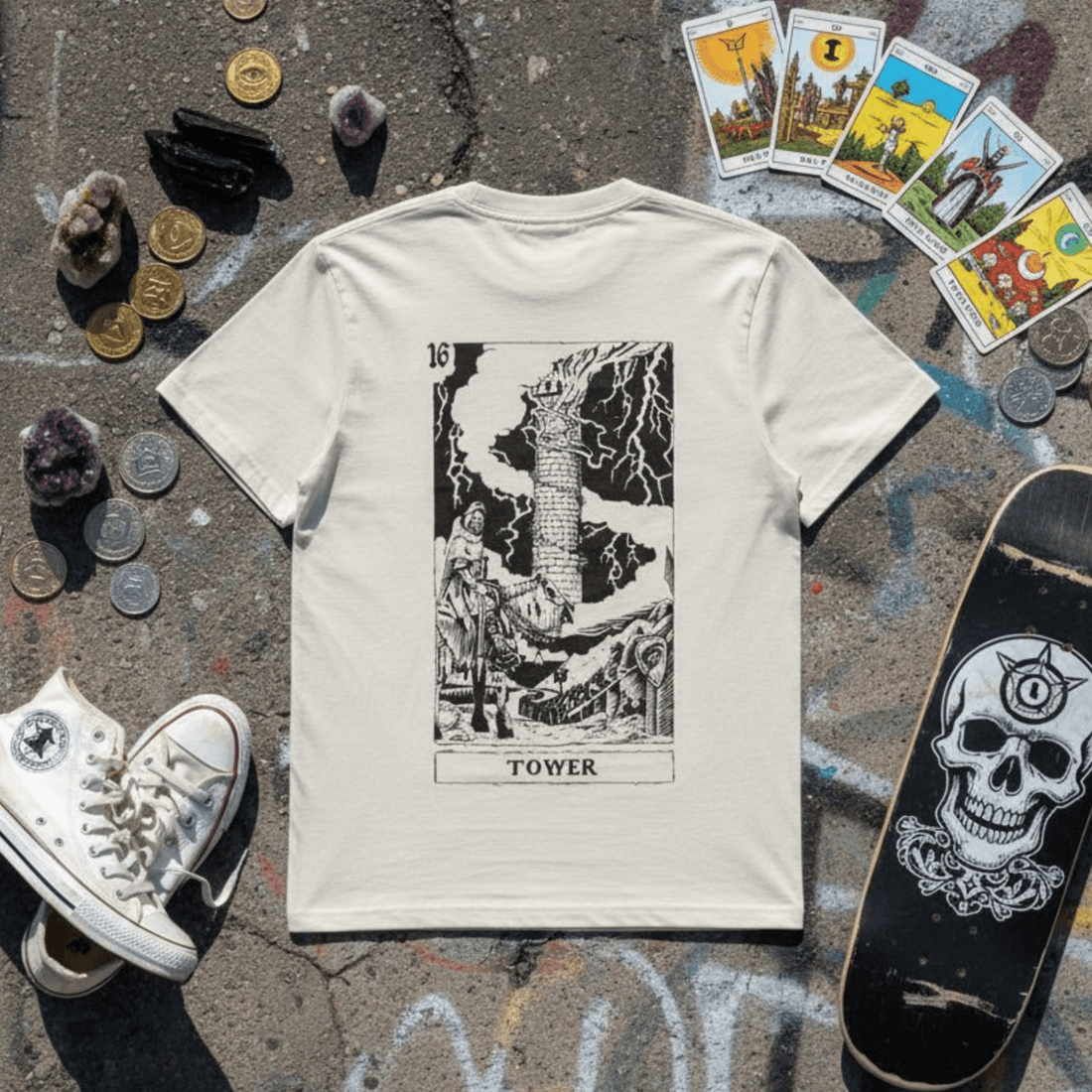 T-Shirt Off White Tarots Tower – Streetwear - ghettoblasterwear
