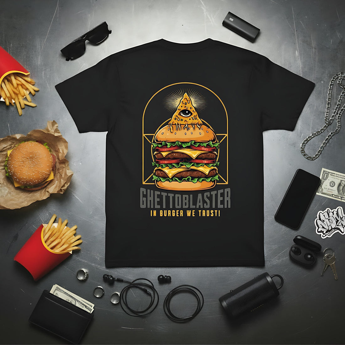 T-Shirt Trust series Burger - Black - Streetwear - ghettoblasterwear