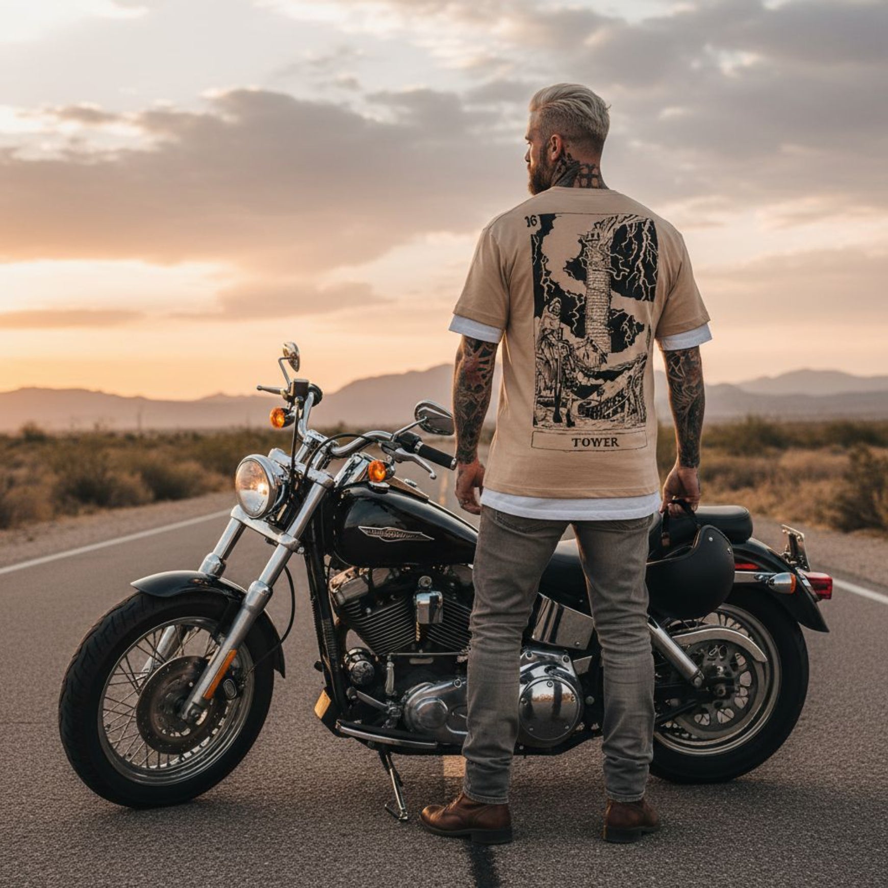 Tarots Tower Tee Off White - ghettoblasterwear