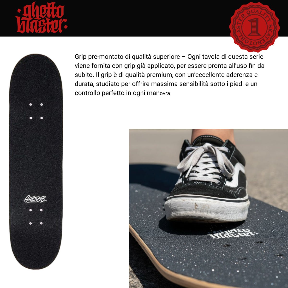 Tavola da skate pre gripped Barbed Wire Red 8.25" - ghettoblasterwear