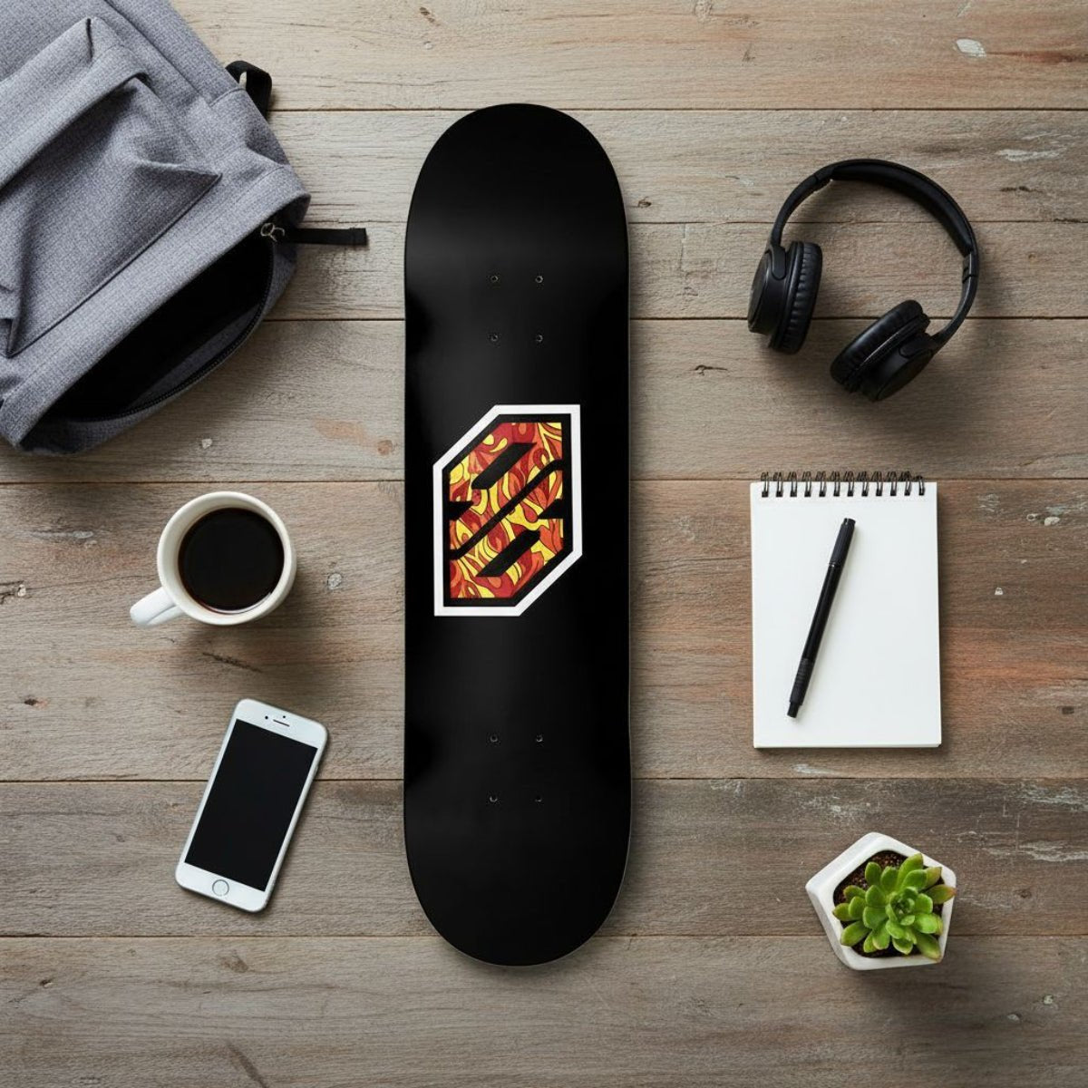 Tavola da skate pre gripped Flame White 8.25" - ghettoblasterwear