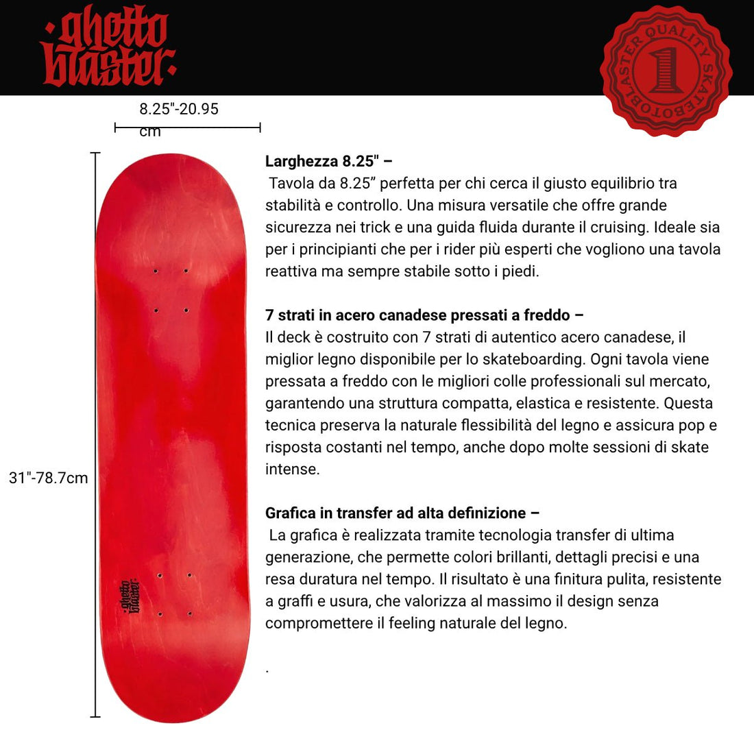 Tavola da skate Small Logo Red 8.25" tavola skateboard
