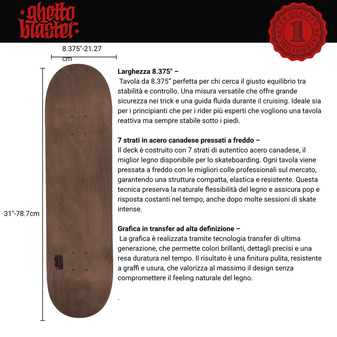 Tavola da skate Small Logo Rust 8.375" tavola skateboard