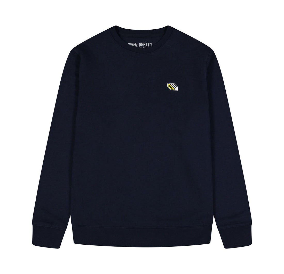 Felpa Logo Ricamo Crew Navy - ghettoblasterwear